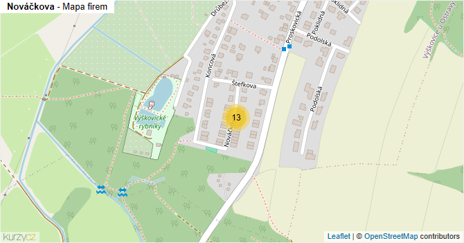 Nováčkova - mapa firem