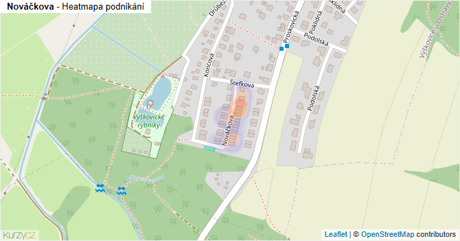 Nováčkova - mapa podnikání