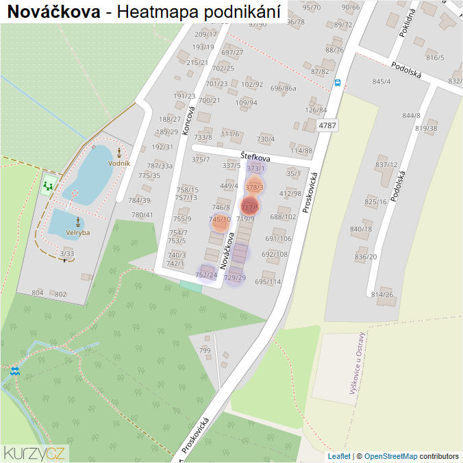 Mapa Nováčkova - Firmy v ulici.