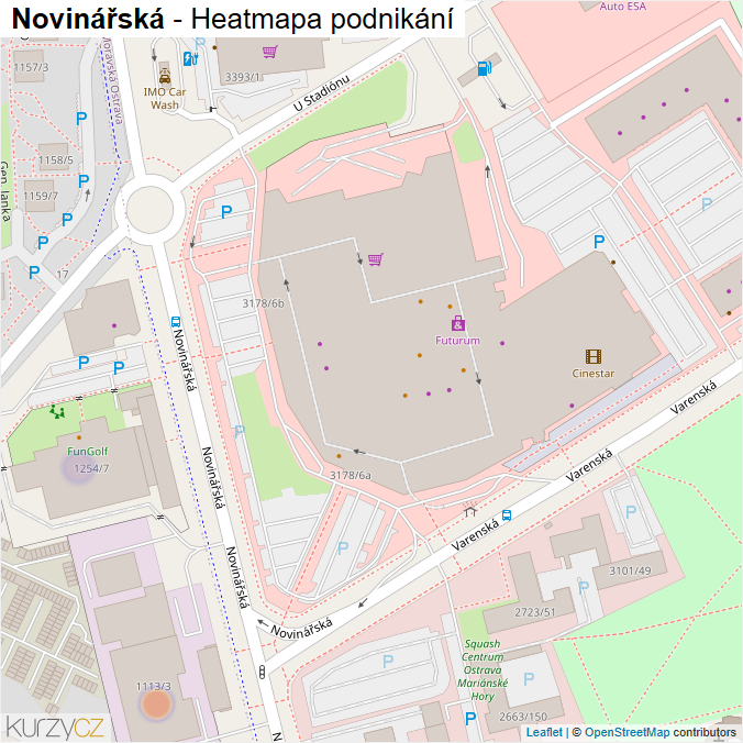 Mapa Novinářská - Firmy v ulici.