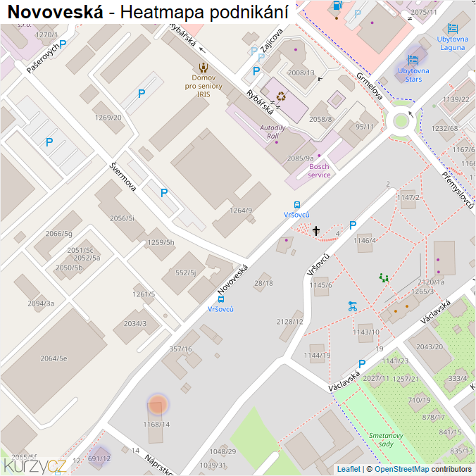 Mapa Novoveská - Firmy v ulici.
