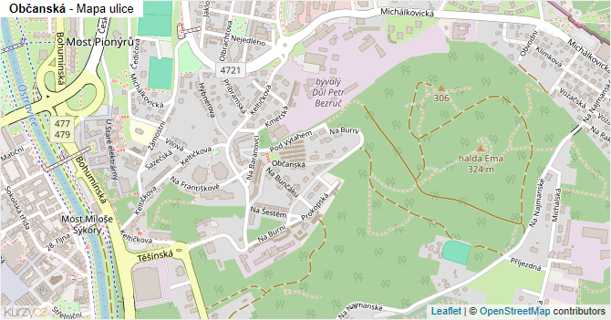 Občanská - mapa ulice