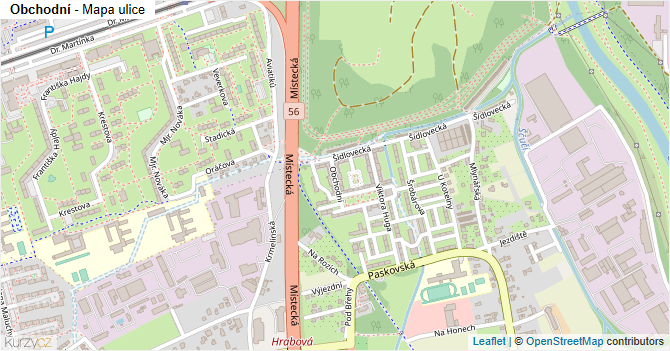 Obchodní - mapa ulice