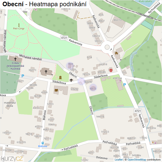 Mapa Obecní - Firmy v ulici.