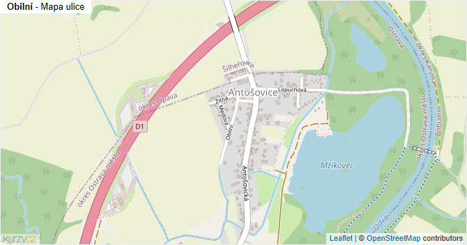 Obilní - mapa ulice