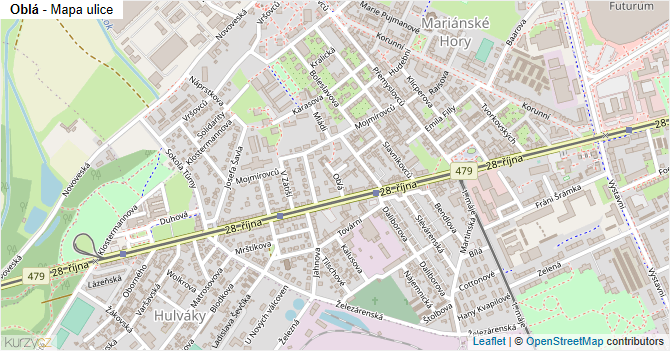 Oblá - mapa ulice