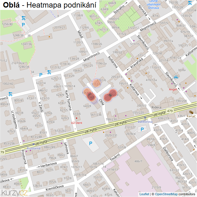 Mapa Oblá - Firmy v ulici.