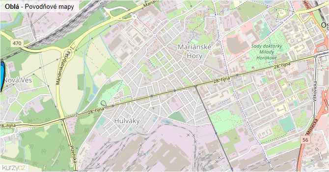 Oblá - záplavové mapy stoleté vody