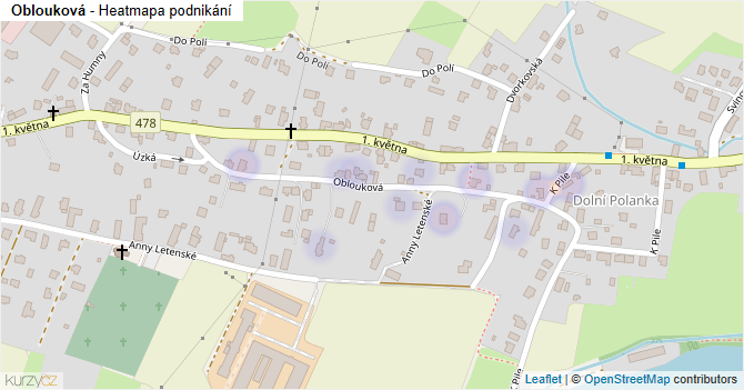 Oblouková - mapa podnikání