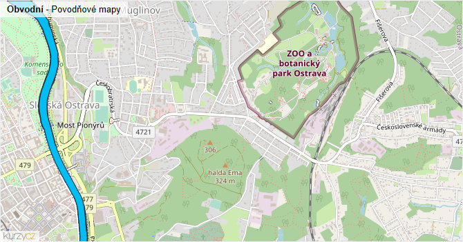 Obvodní - záplavové mapy stoleté vody