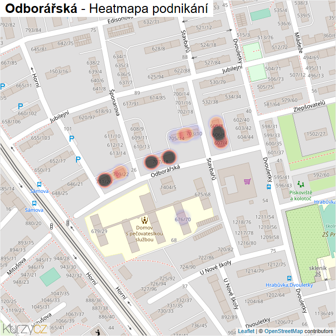 Mapa Odborářská - Firmy v ulici.