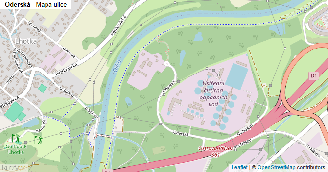 Oderská - mapa ulice