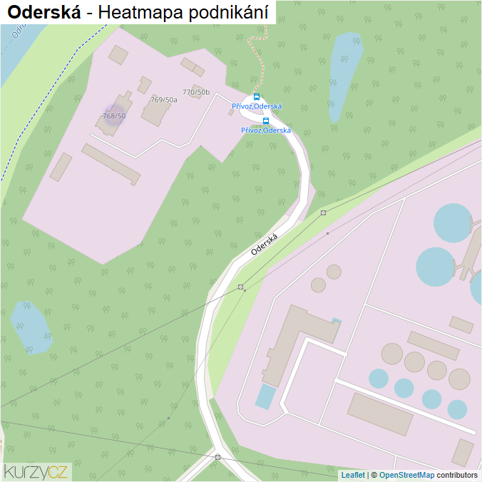 Mapa Oderská - Firmy v ulici.