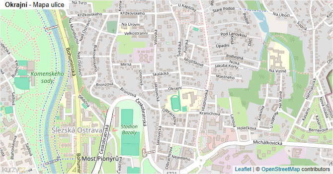 Okrajní - mapa ulice