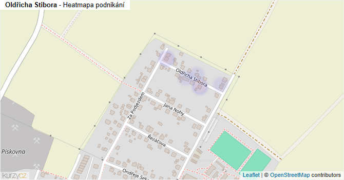Oldřicha Stibora - mapa podnikání