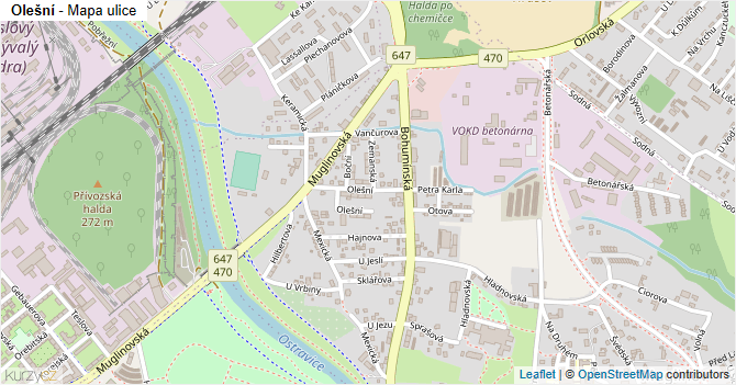 Olešní - mapa ulice