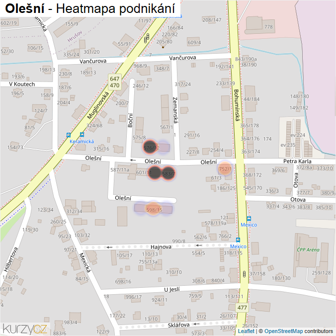 Mapa Olešní - Firmy v ulici.