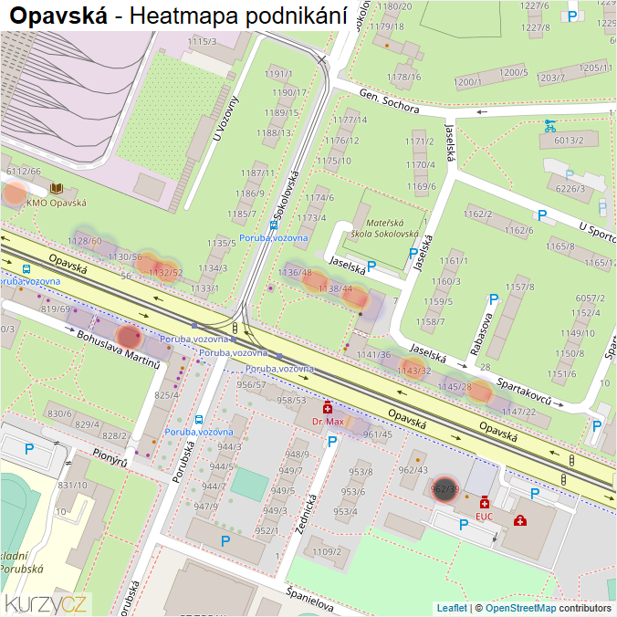 Mapa Opavská - Firmy v ulici.