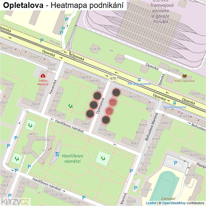 Mapa Opletalova - Firmy v ulici.