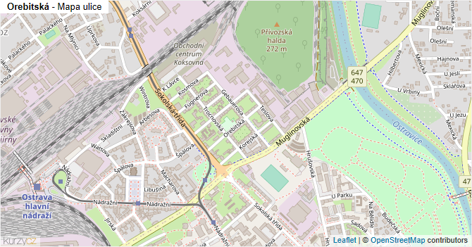 Orebitská - mapa ulice