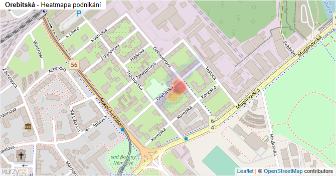 Orebitská - mapa podnikání