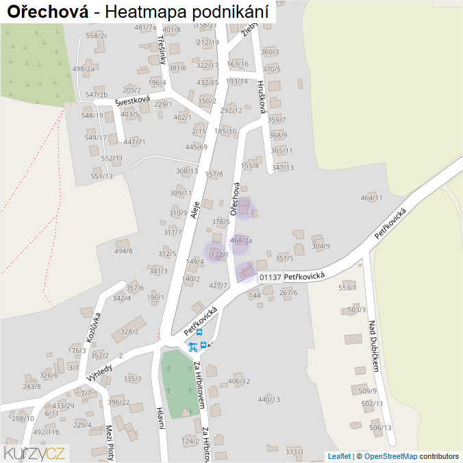 Mapa Ořechová - Firmy v ulici.