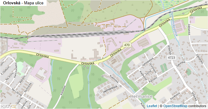 Orlovská - mapa ulice