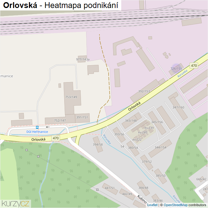 Mapa Orlovská - Firmy v ulici.