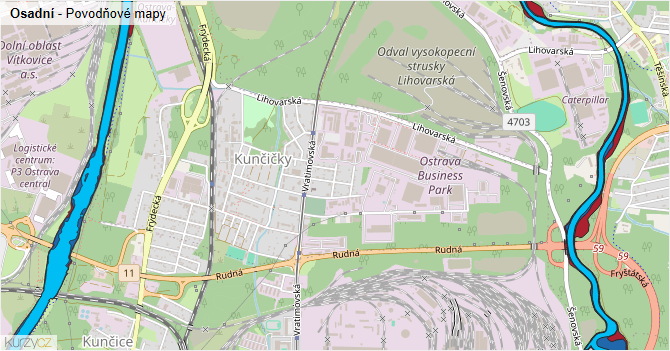 Osadní - záplavové mapy stoleté vody