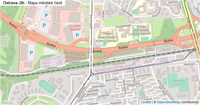 Ostrava-Jih - mapa městské části