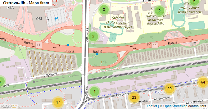 Ostrava-Jih - mapa firem