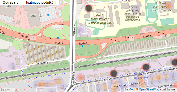 Ostrava-Jih - mapa podnikání