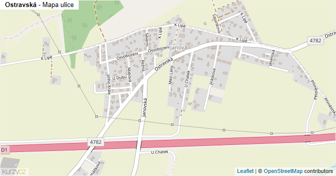 Ostravská - mapa ulice