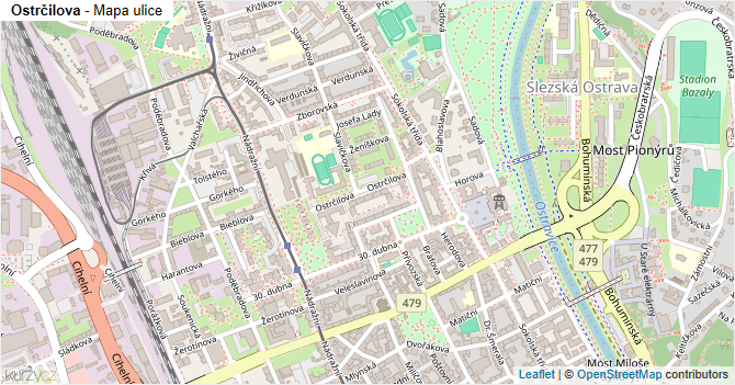 Ostrčilova - mapa ulice