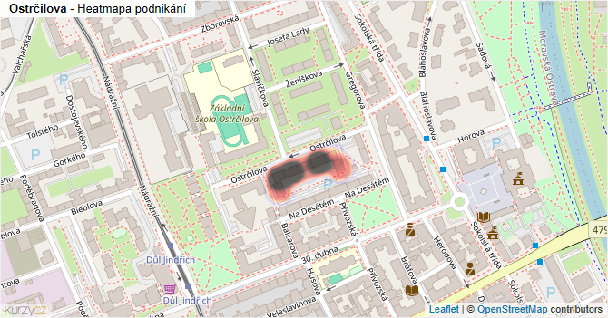 Ostrčilova - mapa podnikání