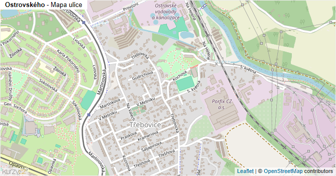 Ostrovského - mapa ulice