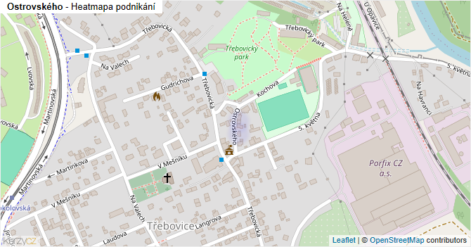 Ostrovského - mapa podnikání