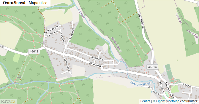 Ostružinová - mapa ulice