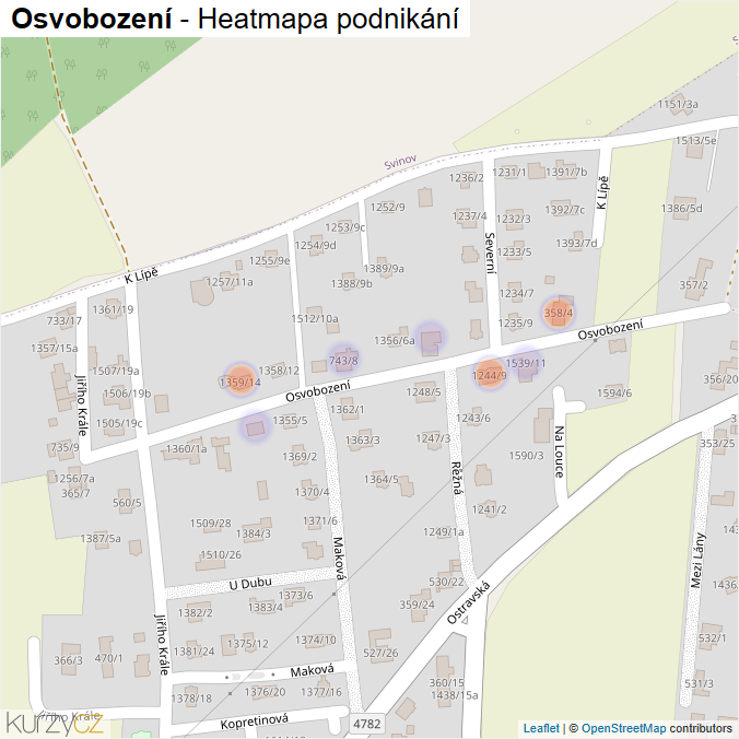 Mapa Osvobození - Firmy v ulici.