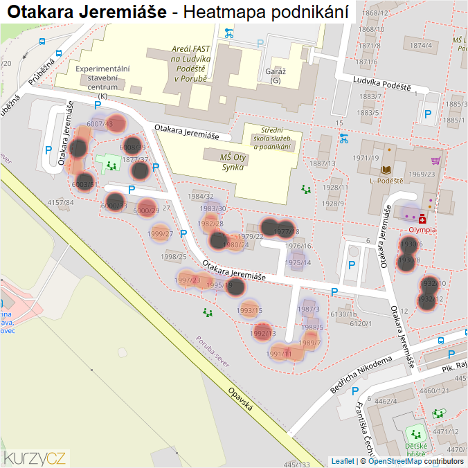 Mapa Otakara Jeremiáše - Firmy v ulici.