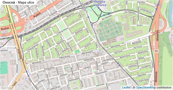 Ovocná - mapa ulice