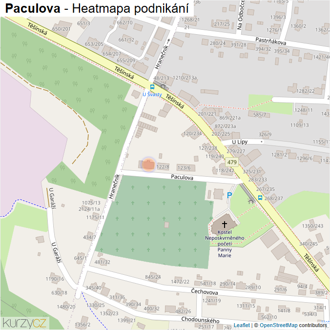 Mapa Paculova - Firmy v ulici.
