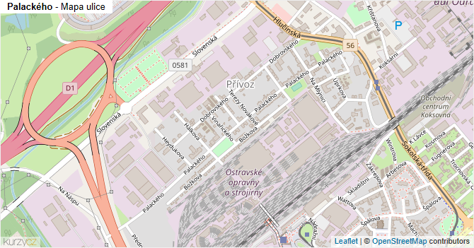Palackého - mapa ulice