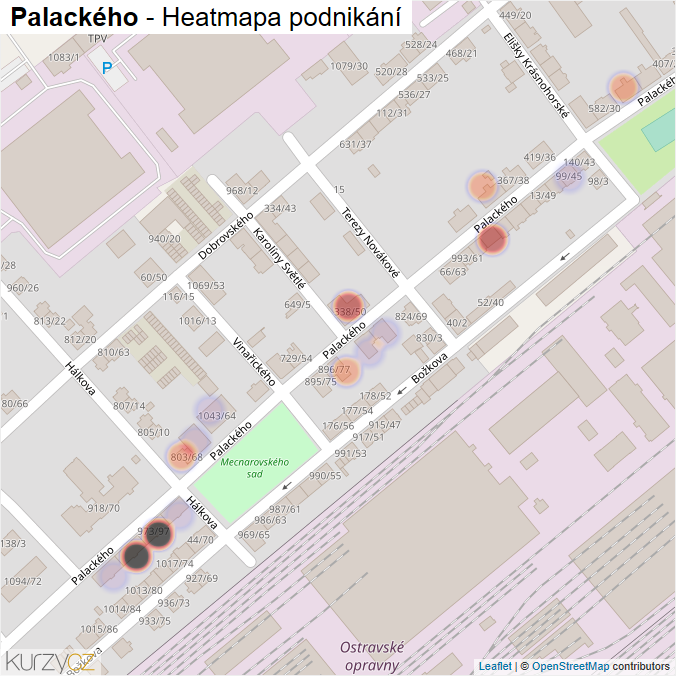 Mapa Palackého - Firmy v ulici.