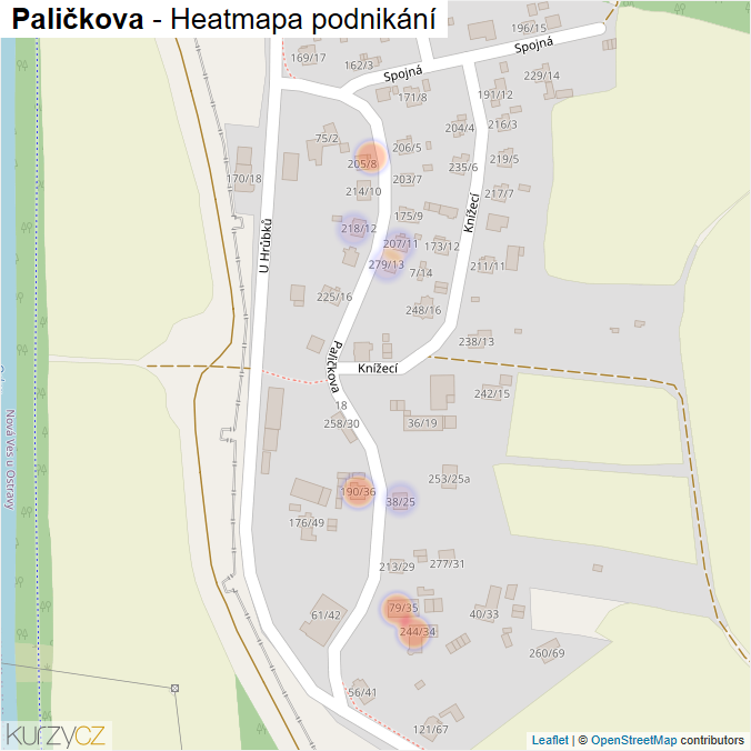 Mapa Paličkova - Firmy v ulici.