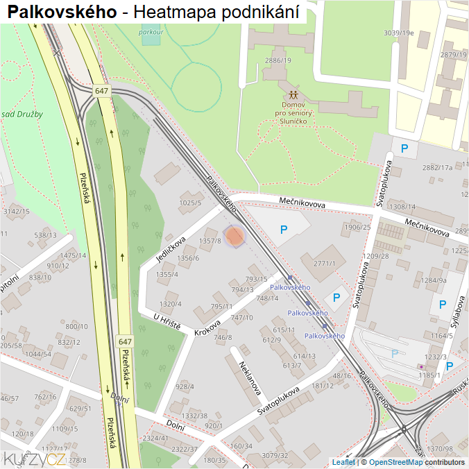 Mapa Palkovského - Firmy v ulici.