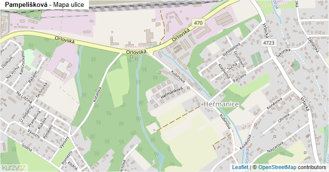 Pampelišková - mapa ulice