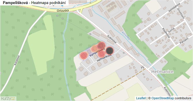 Pampelišková - mapa podnikání