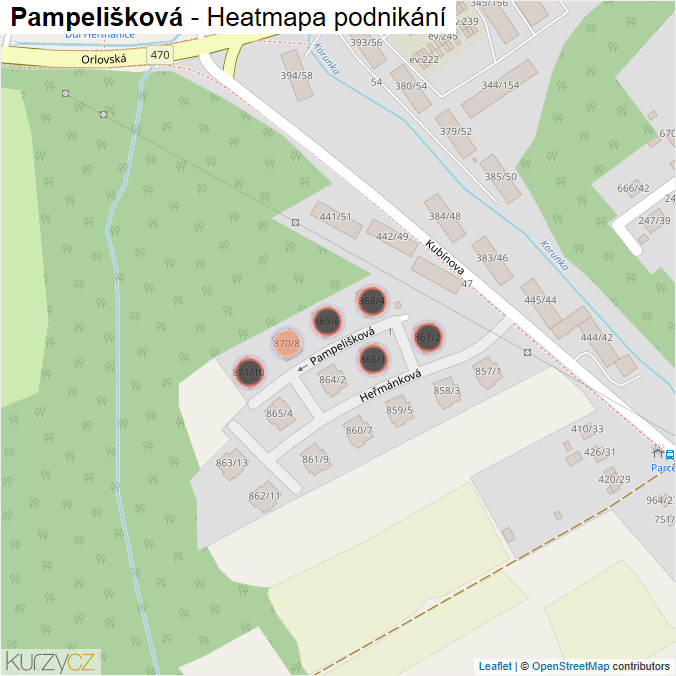 Mapa Pampelišková - Firmy v ulici.