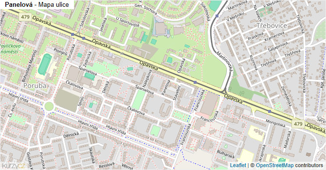 Panelová - mapa ulice